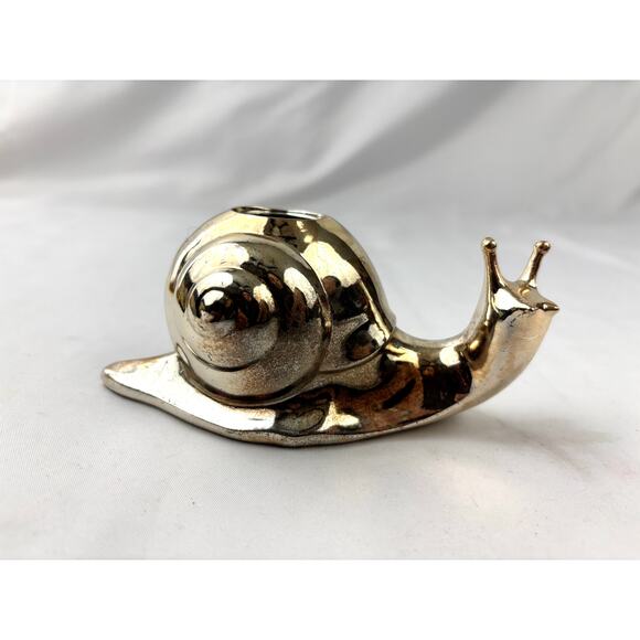 Mid-Century Modern Gold Tone Snail Candle Holder Vintage Decor MCM - Picture 3 of 11